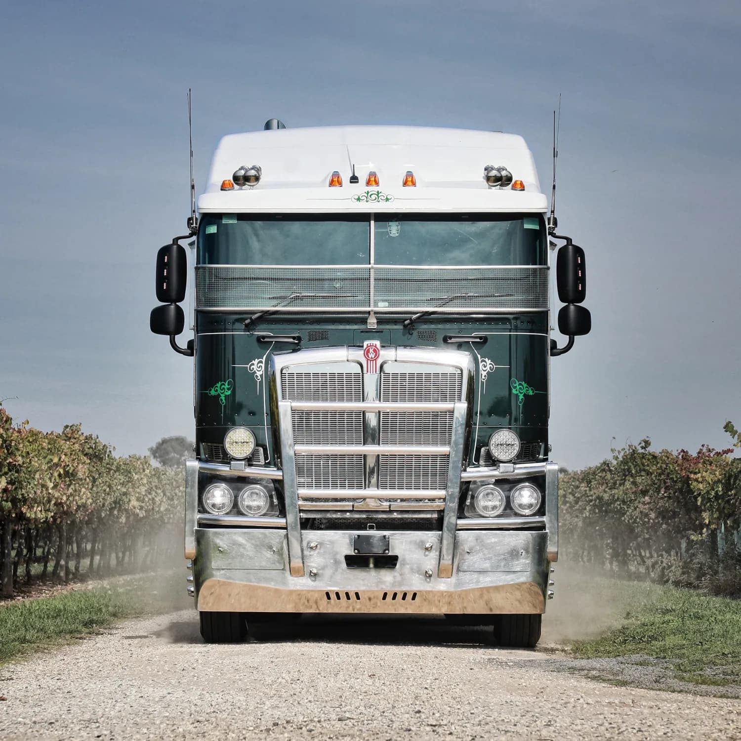 Prime mover semi-trailer on highway